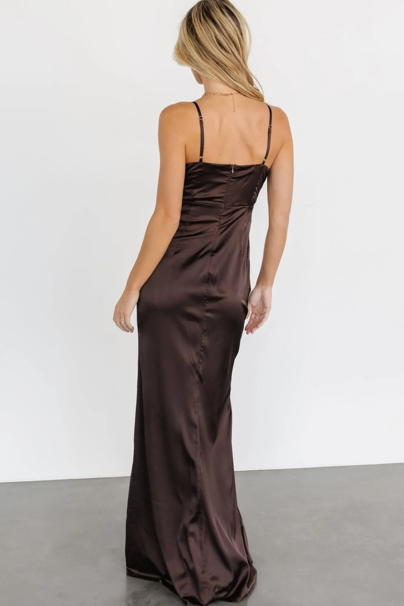 Baltic Born Monet Satin Gown | Dark Brown