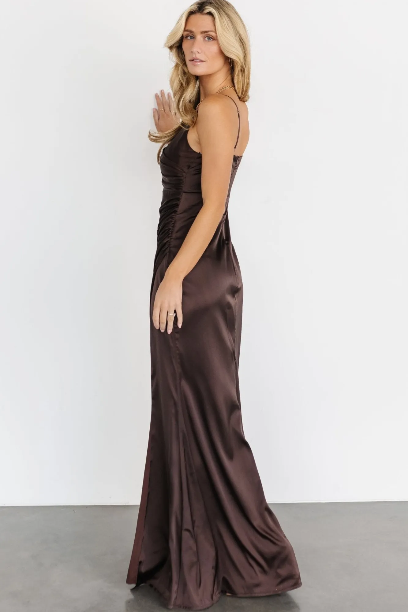 Baltic Born Monet Satin Gown | Dark Brown