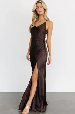 Baltic Born Monet Satin Gown | Dark Brown