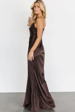 Baltic Born Monet Satin Gown | Dark Brown