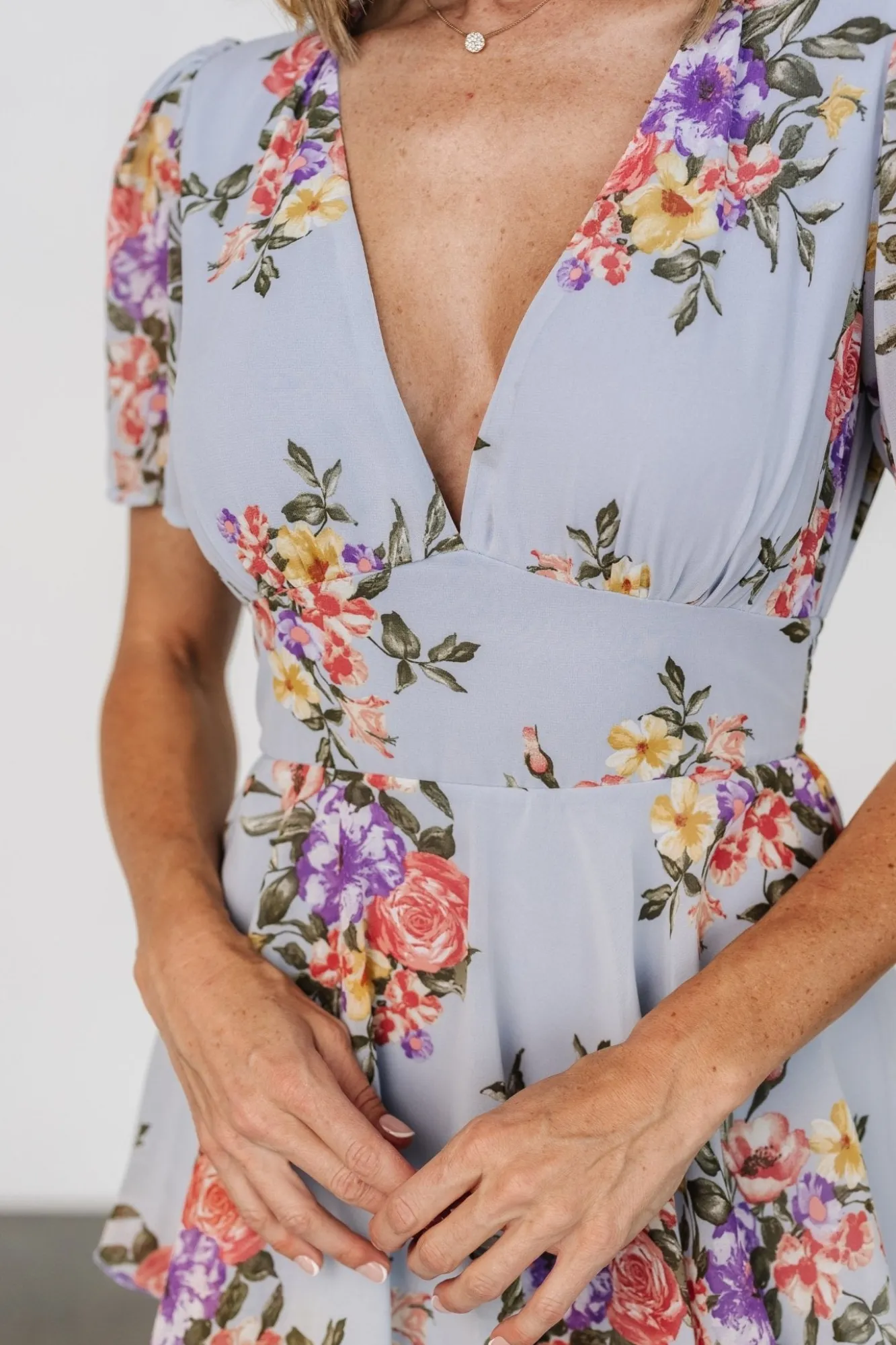 Baltic Born Montaigne Ruffle Maxi Dress | Light Blue Floral