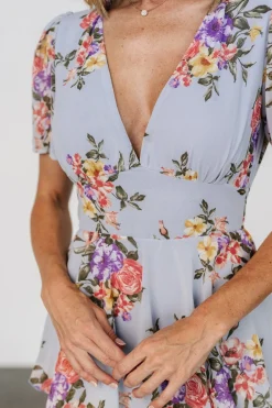 Baltic Born Montaigne Ruffle Maxi Dress | Light Blue Floral