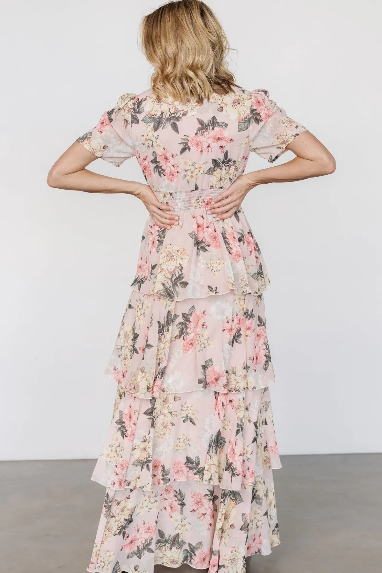 Baltic Born Montaigne Ruffle Maxi Dress | Pale Blush Floral