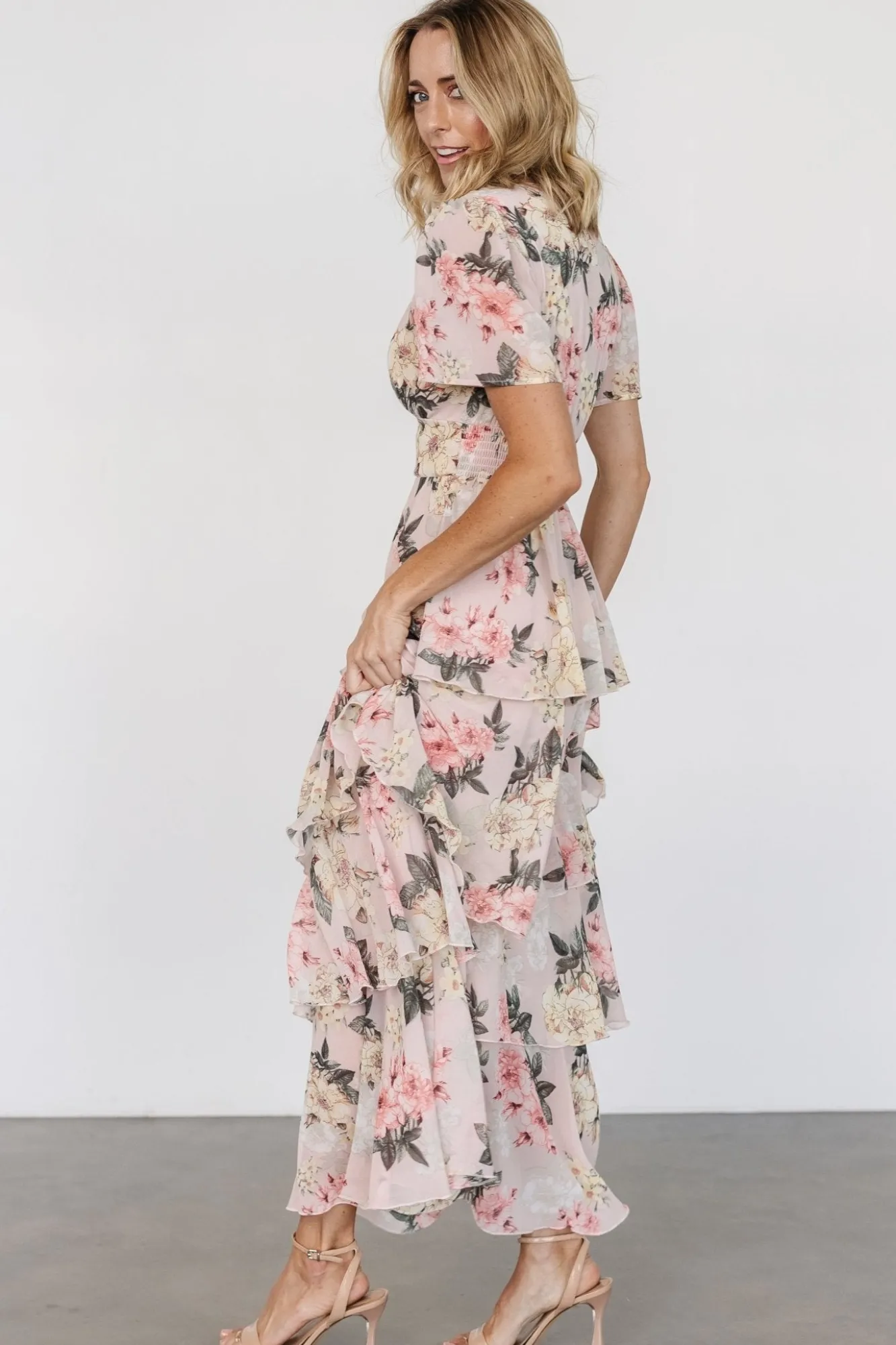 Baltic Born Montaigne Ruffle Maxi Dress | Pale Blush Floral