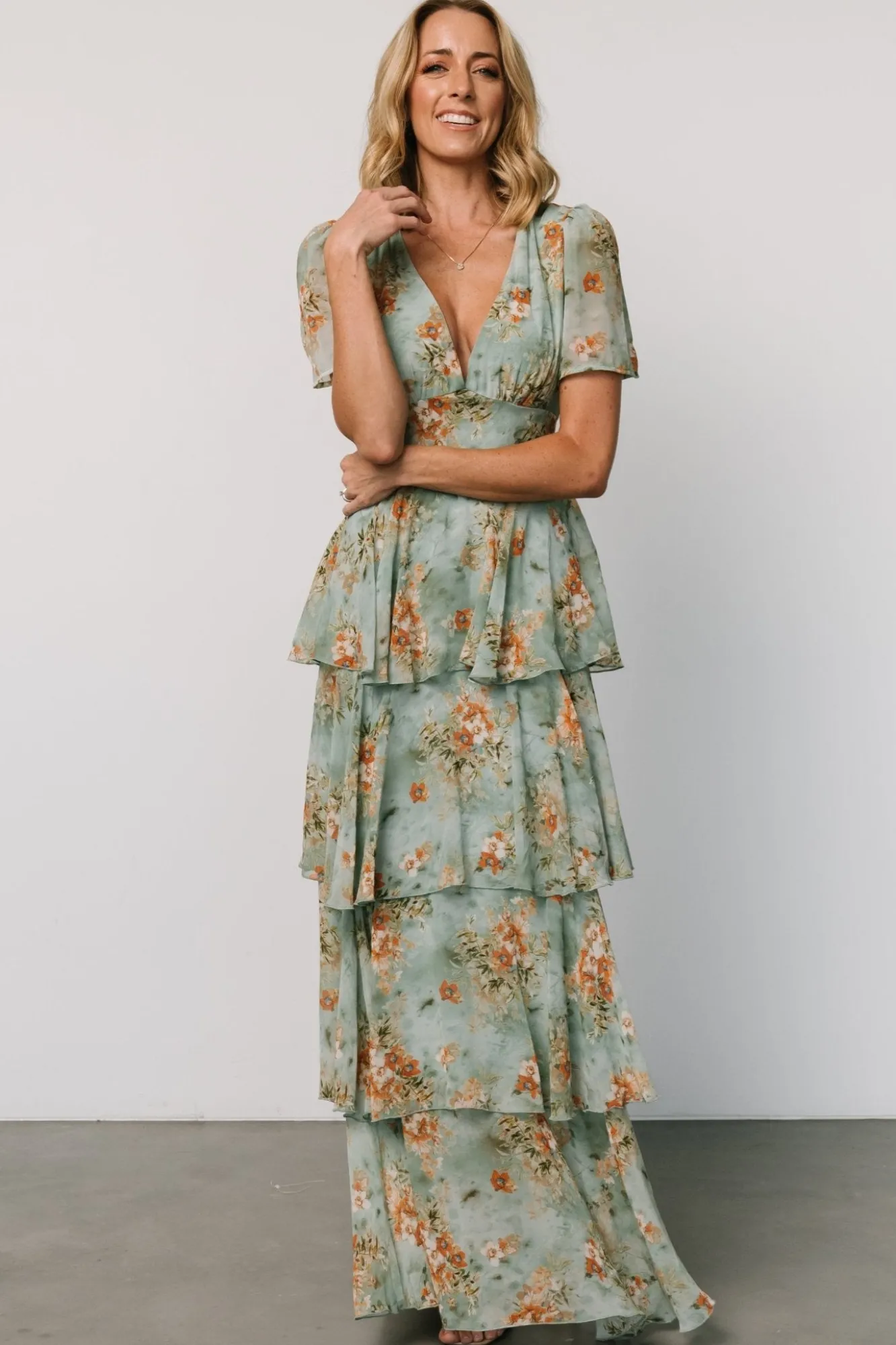 Baltic Born Montaigne Ruffle Maxi Dress | Blue Sage Floral