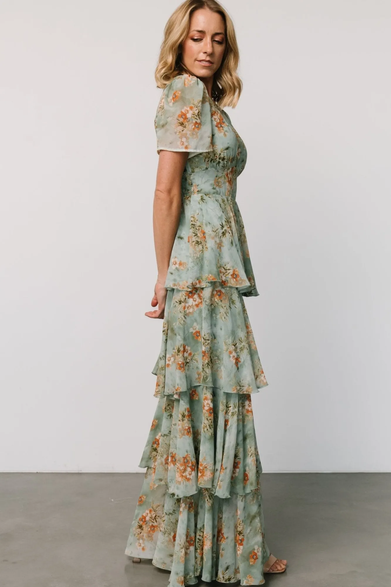 Baltic Born Montaigne Ruffle Maxi Dress | Blue Sage Floral