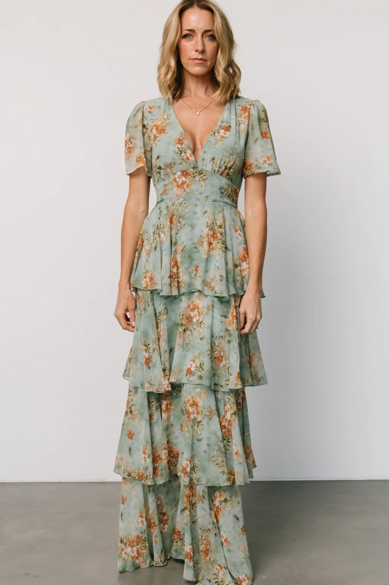 Baltic Born Montaigne Ruffle Maxi Dress | Blue Sage Floral