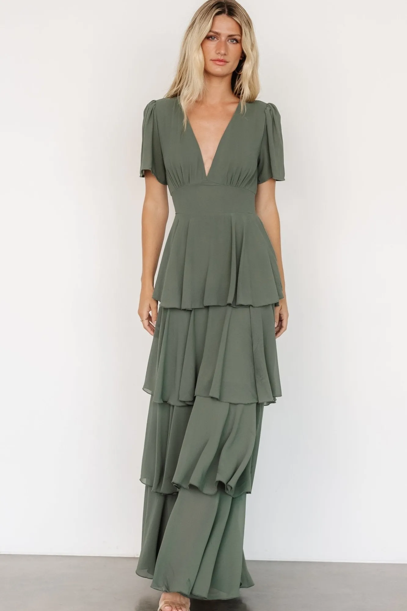 Baltic Born Montaigne Ruffle Maxi Dress | Dark Sage