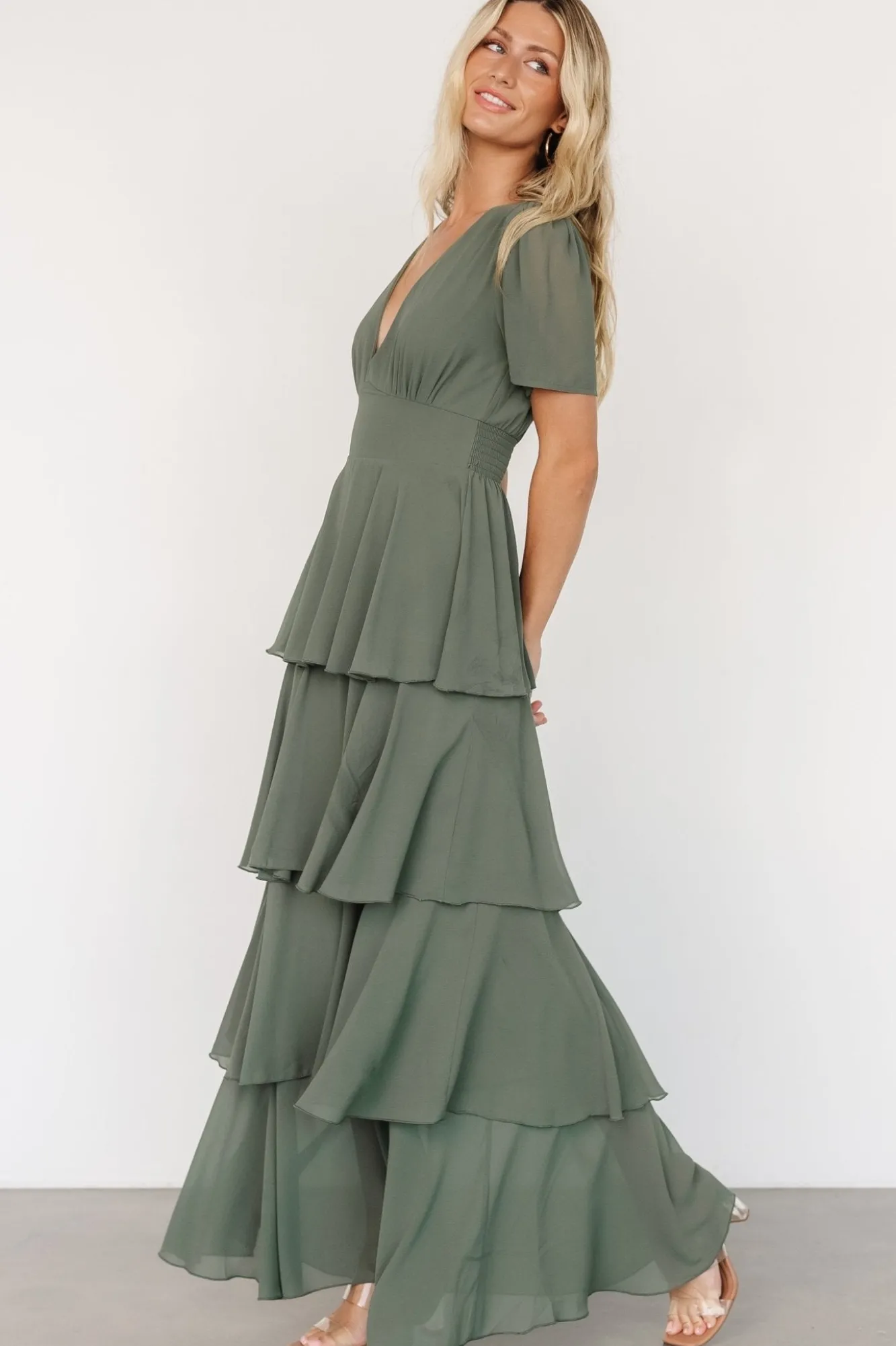 Baltic Born Montaigne Ruffle Maxi Dress | Dark Sage