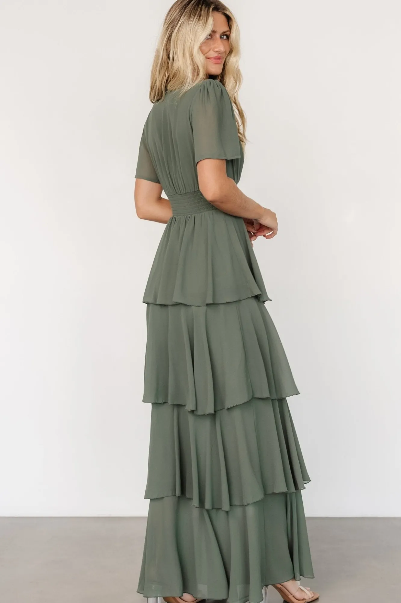 Baltic Born Montaigne Ruffle Maxi Dress | Dark Sage