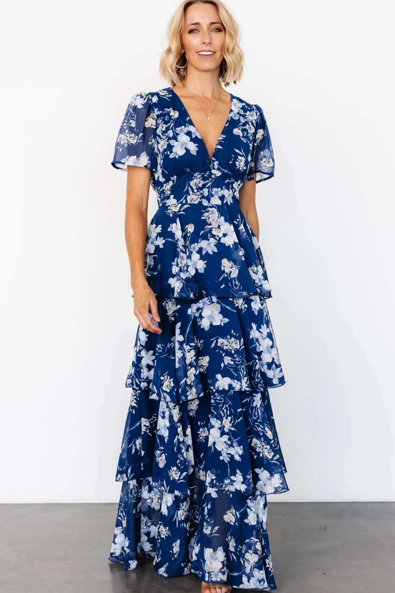 Baltic Born Montaigne Ruffle Maxi Dress | Navy + Blue Floral