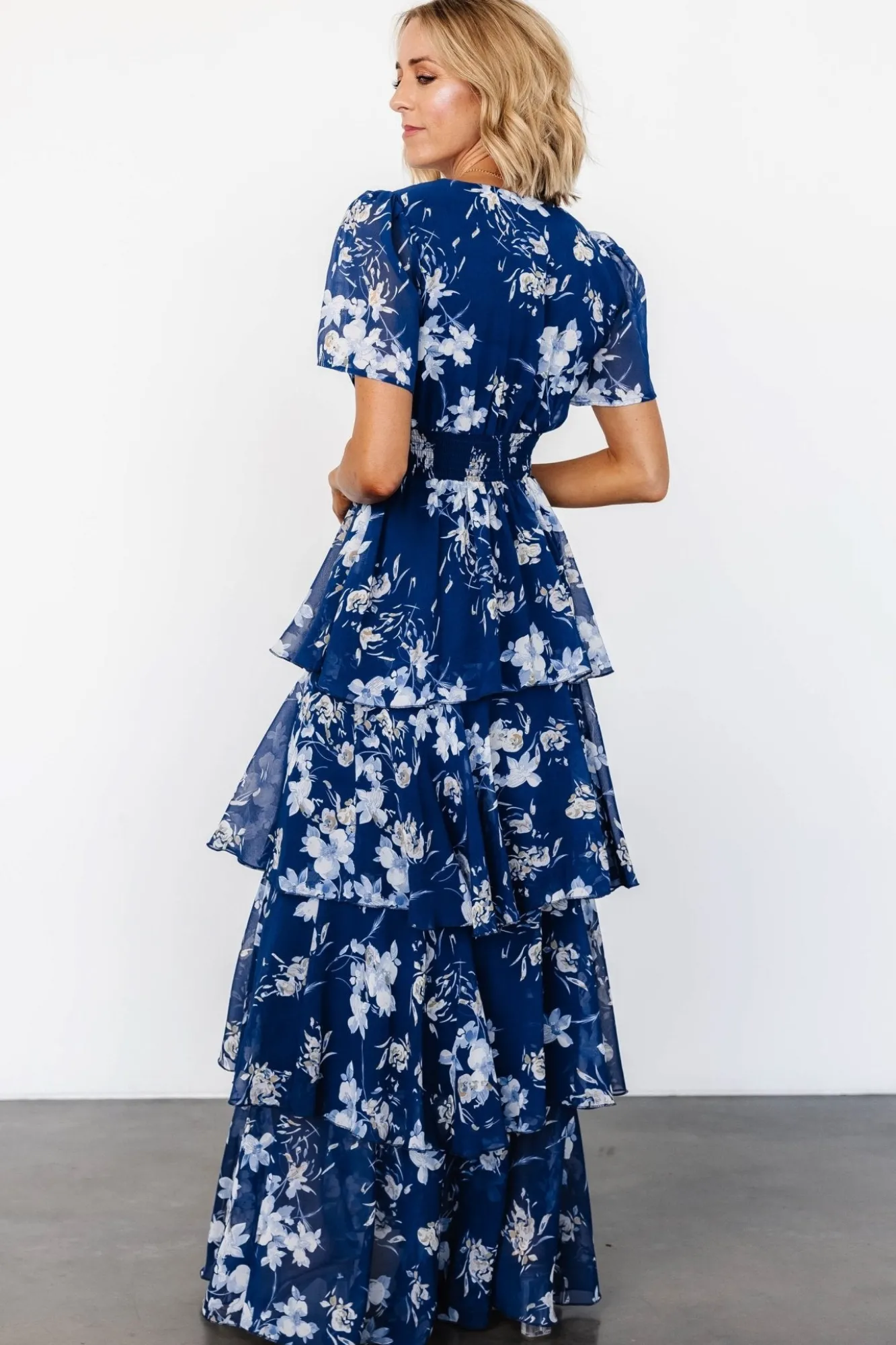 Baltic Born Montaigne Ruffle Maxi Dress | Navy + Blue Floral