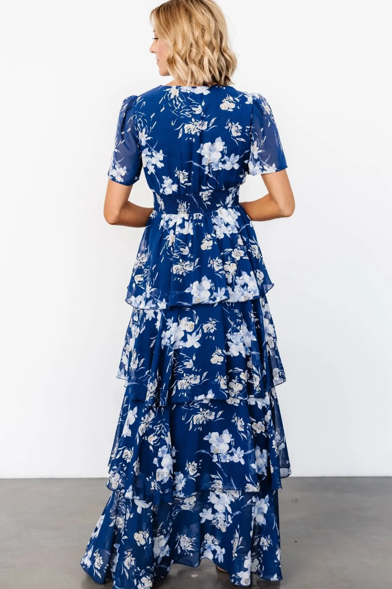 Baltic Born Montaigne Ruffle Maxi Dress | Navy + Blue Floral