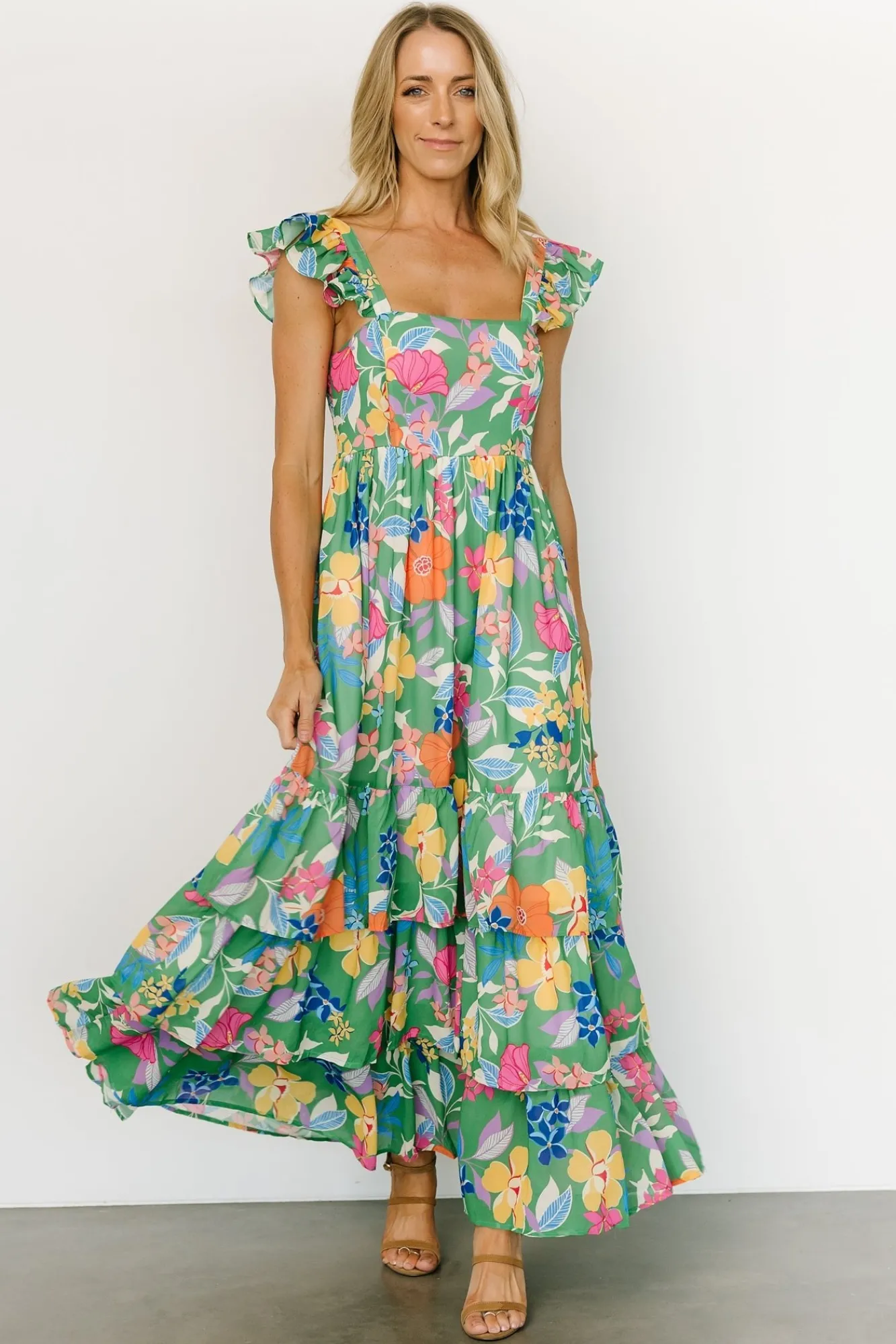 Baltic Born Monte Tiered Maxi Dress | Green Multi