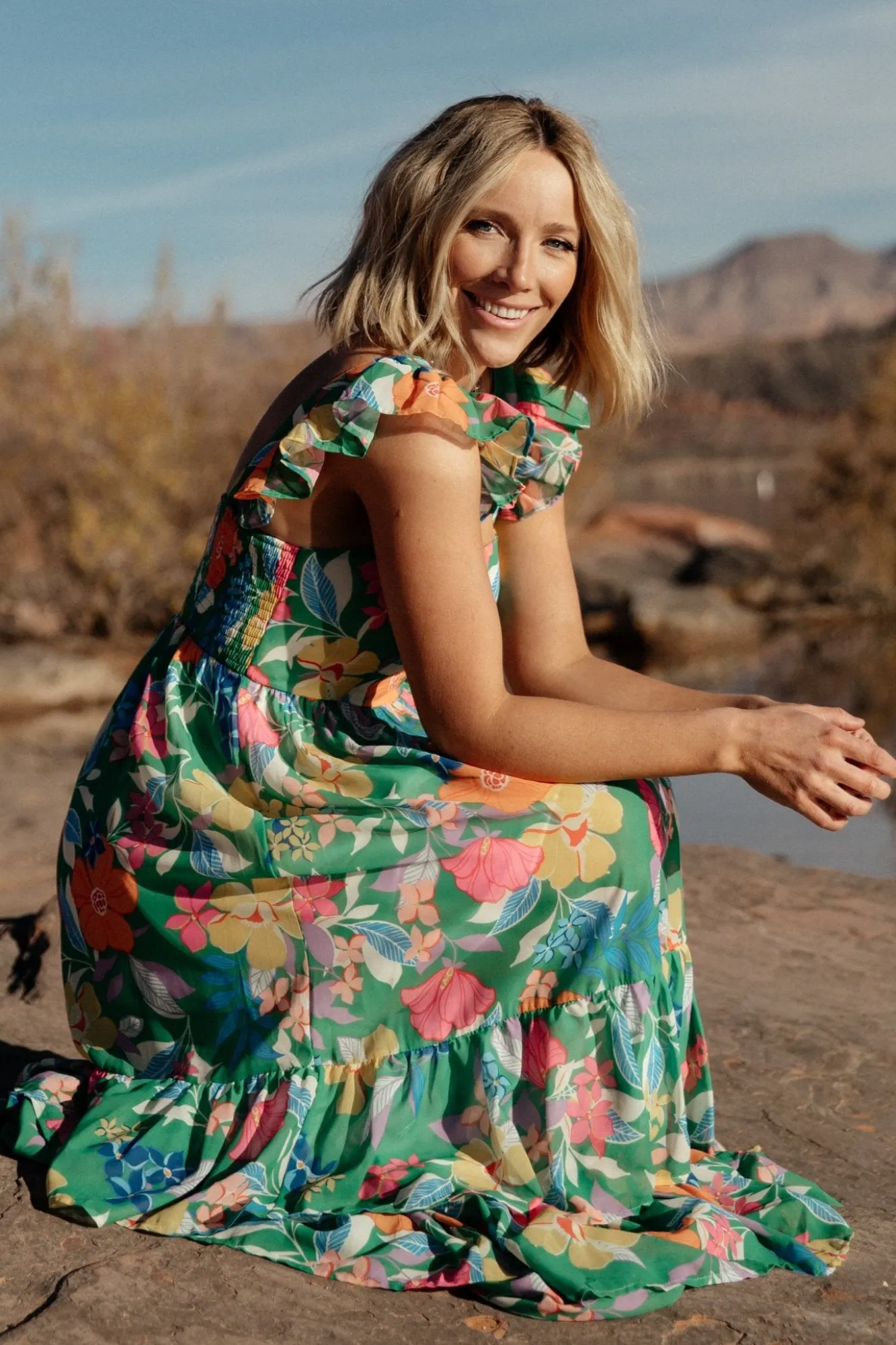 Baltic Born Monte Tiered Maxi Dress | Green Multi