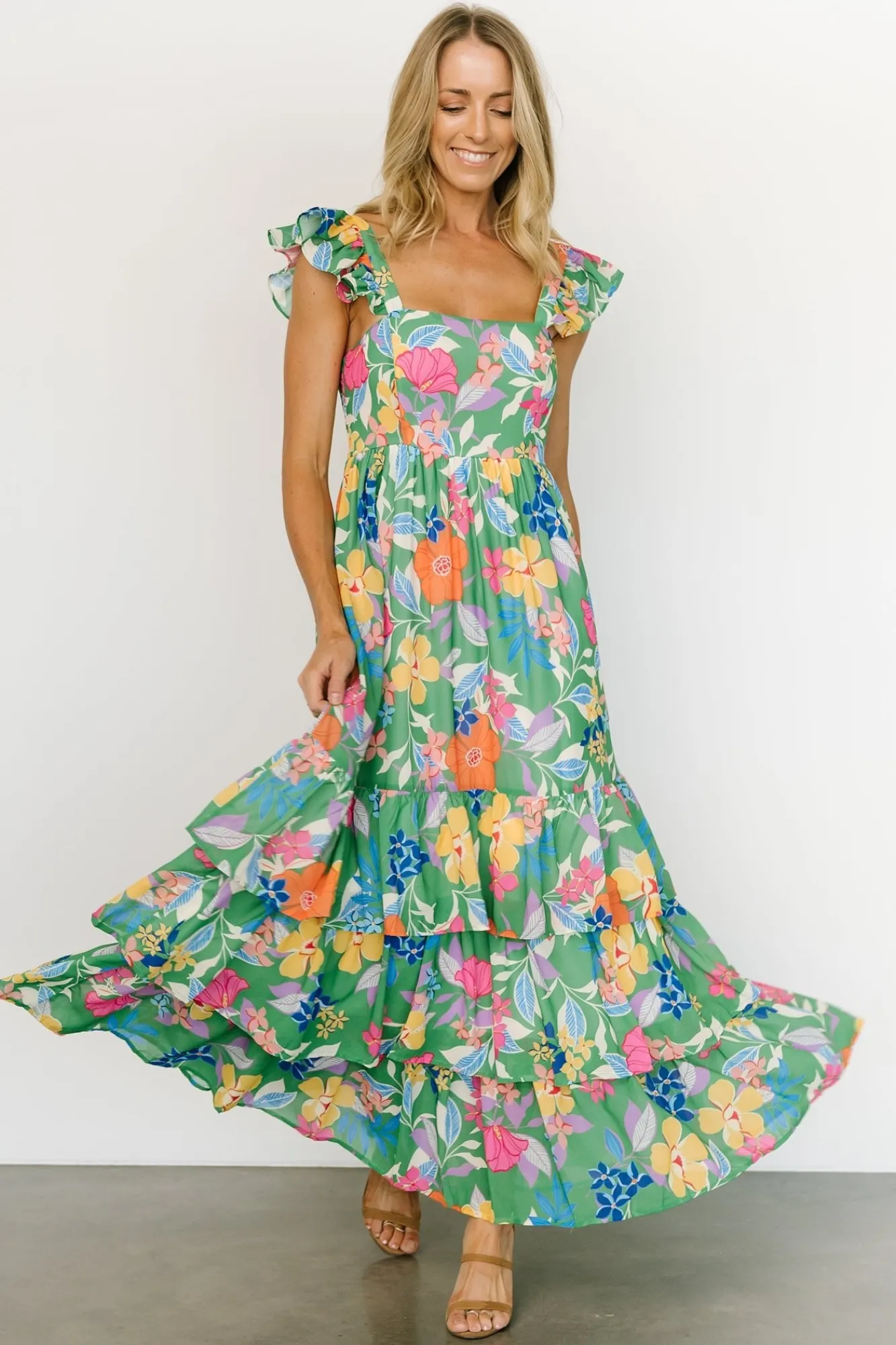 Baltic Born Monte Tiered Maxi Dress | Green Multi