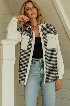 Baltic Born Montreal Houndstooth Shacket | Ivory + Black