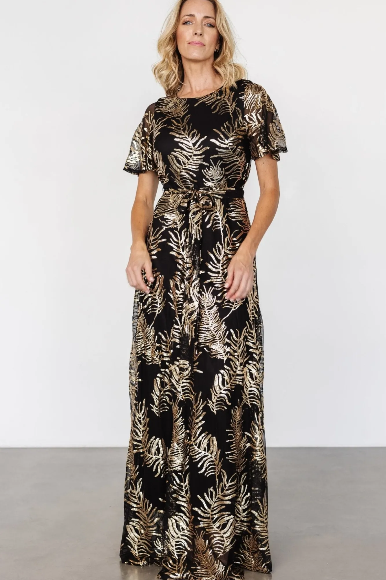 Baltic Born Muse Sequin Maxi Dress | Black + Gold