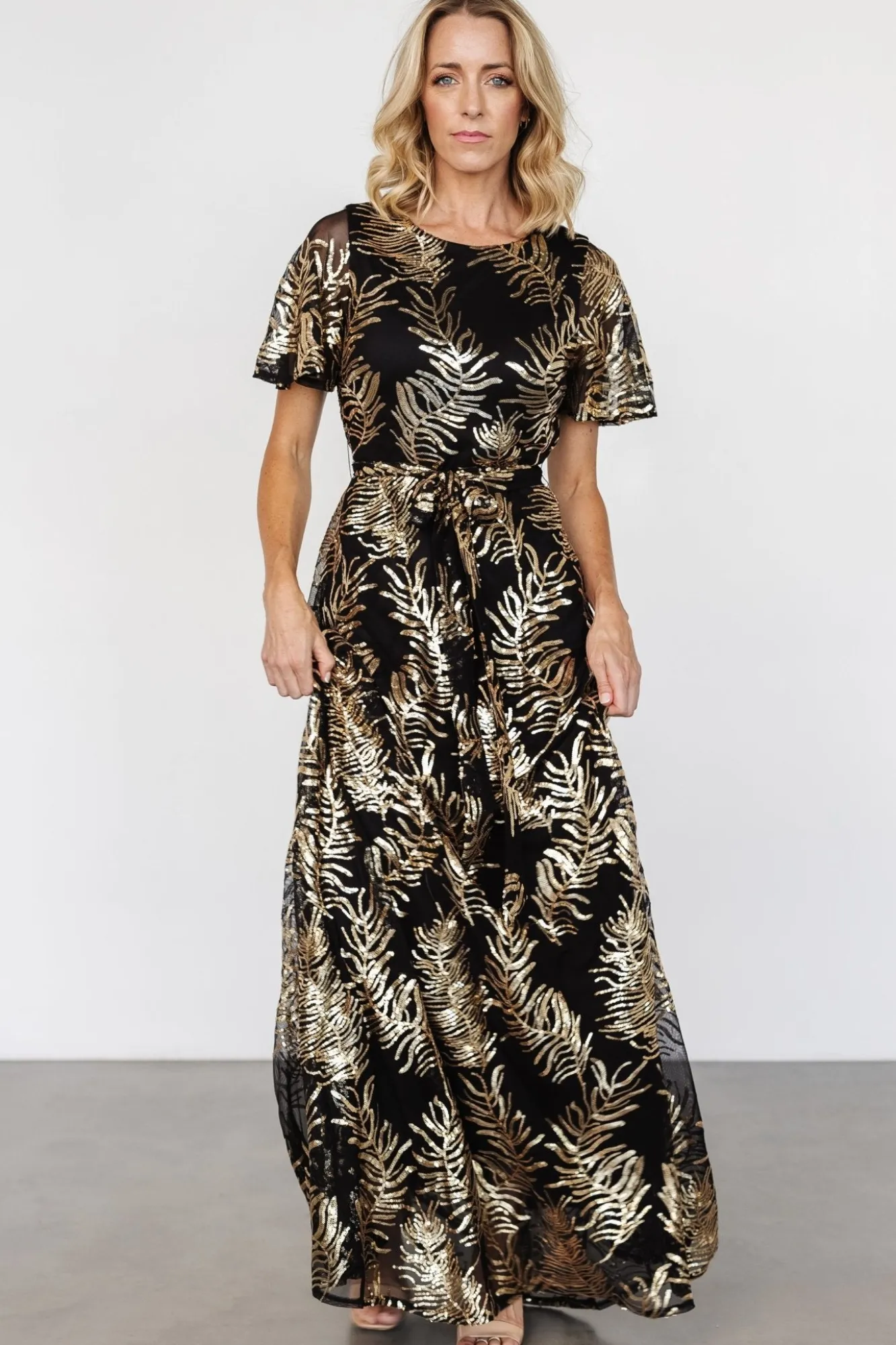 Baltic Born Muse Sequin Maxi Dress | Black + Gold
