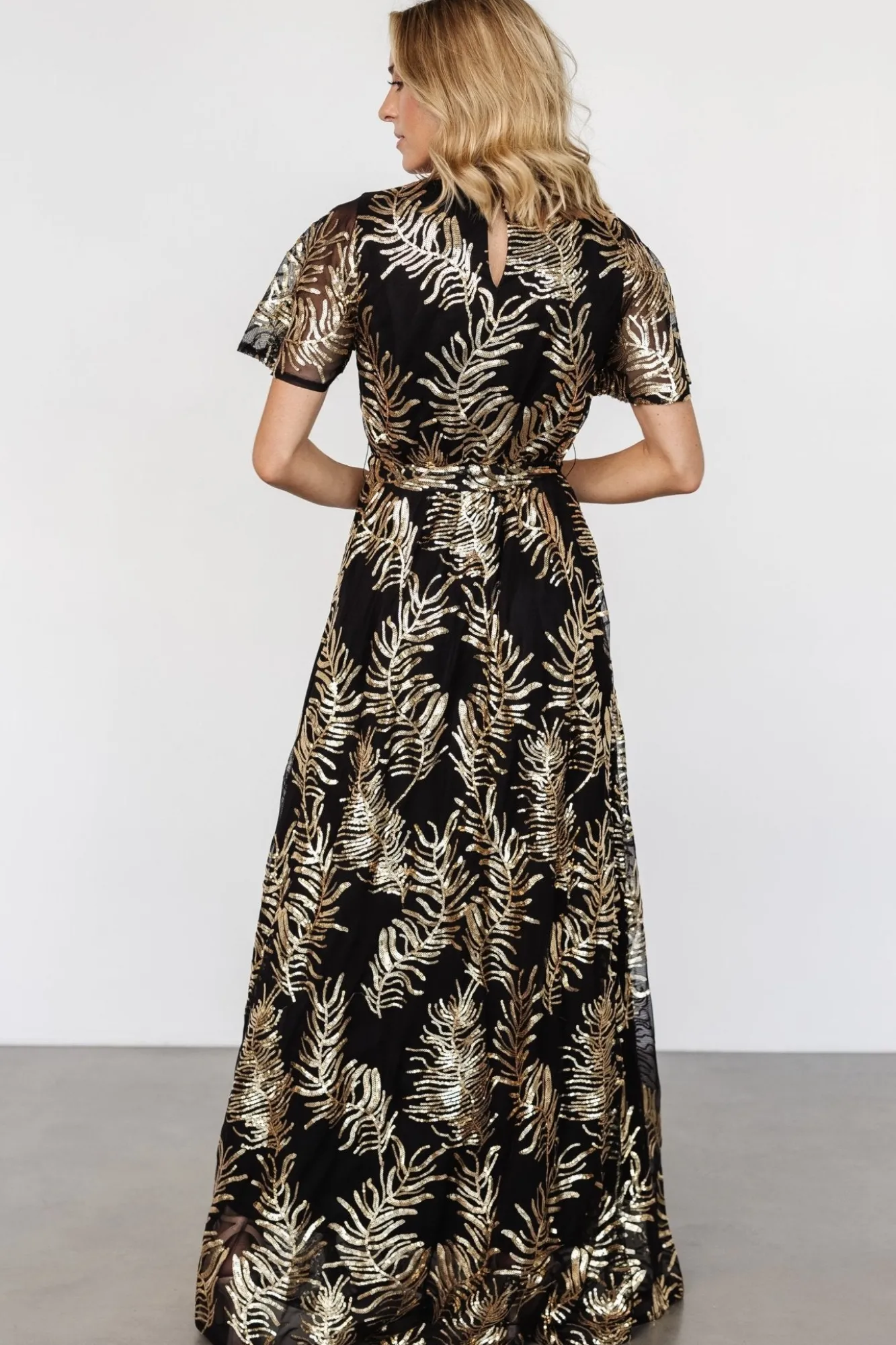 Baltic Born Muse Sequin Maxi Dress | Black + Gold