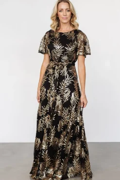 Baltic Born Muse Sequin Maxi Dress | Black + Gold