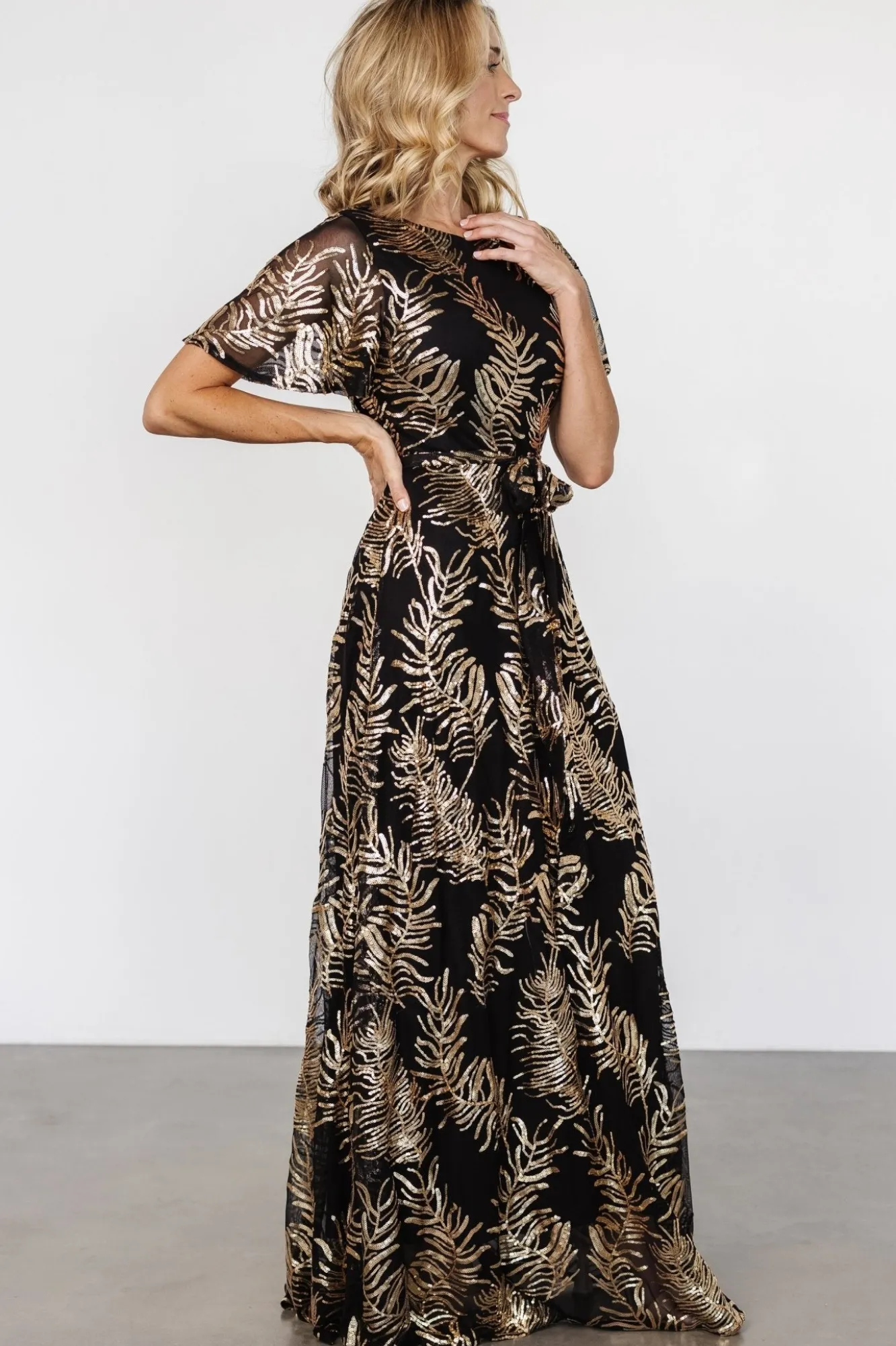 Baltic Born Muse Sequin Maxi Dress | Black + Gold