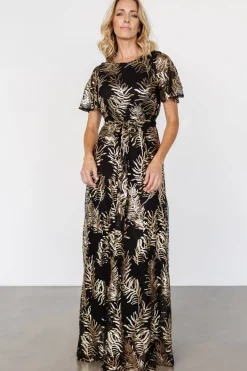 Baltic Born Muse Sequin Maxi Dress | Black + Gold