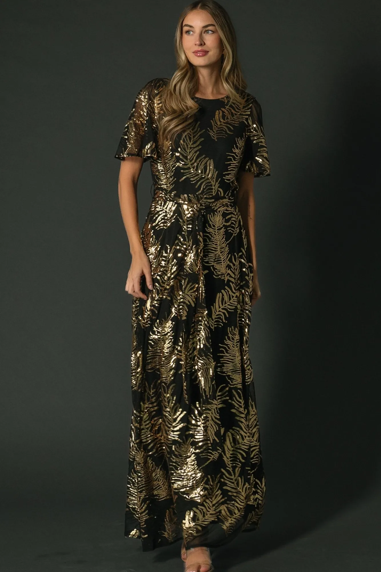 Baltic Born Muse Sequin Maxi Dress | Black + Gold