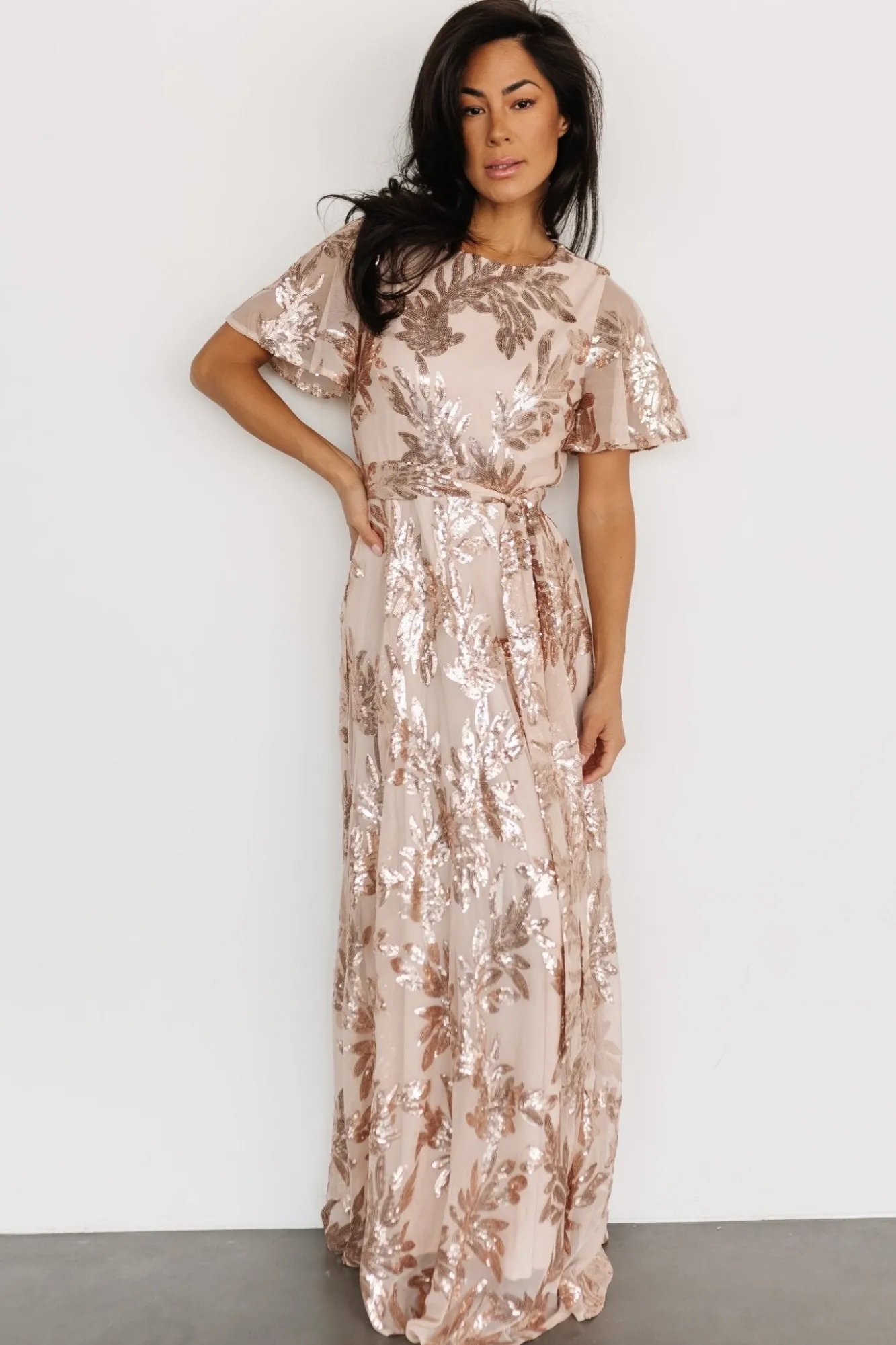 Baltic Born Muse Sequin Maxi Dress | Rose Gold