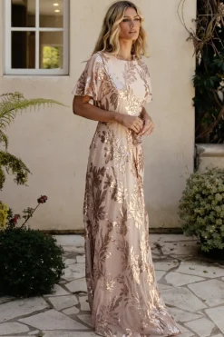Baltic Born Muse Sequin Maxi Dress | Rose Gold