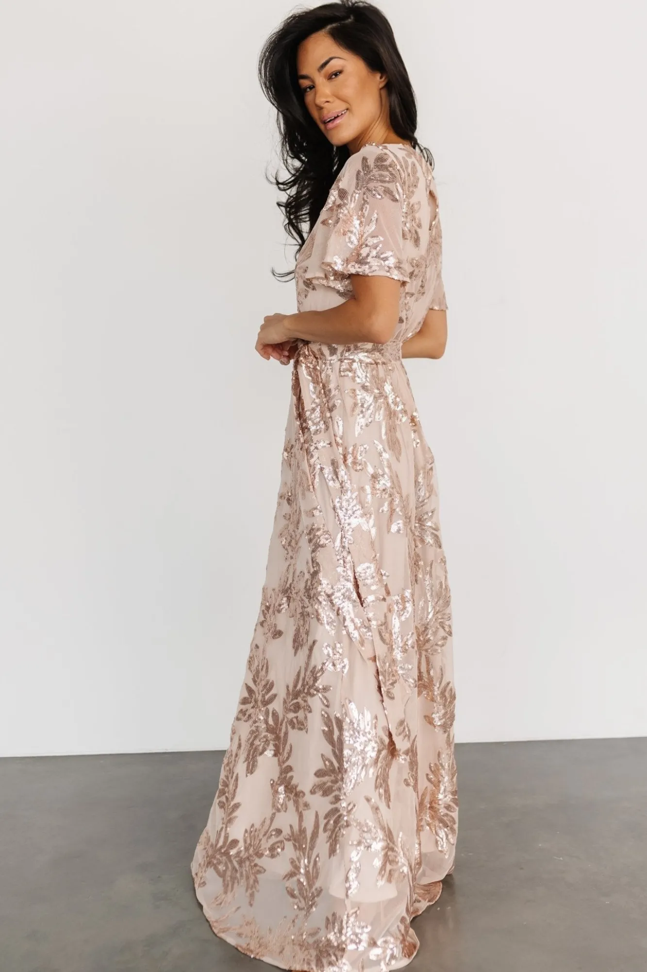 Baltic Born Muse Sequin Maxi Dress | Rose Gold