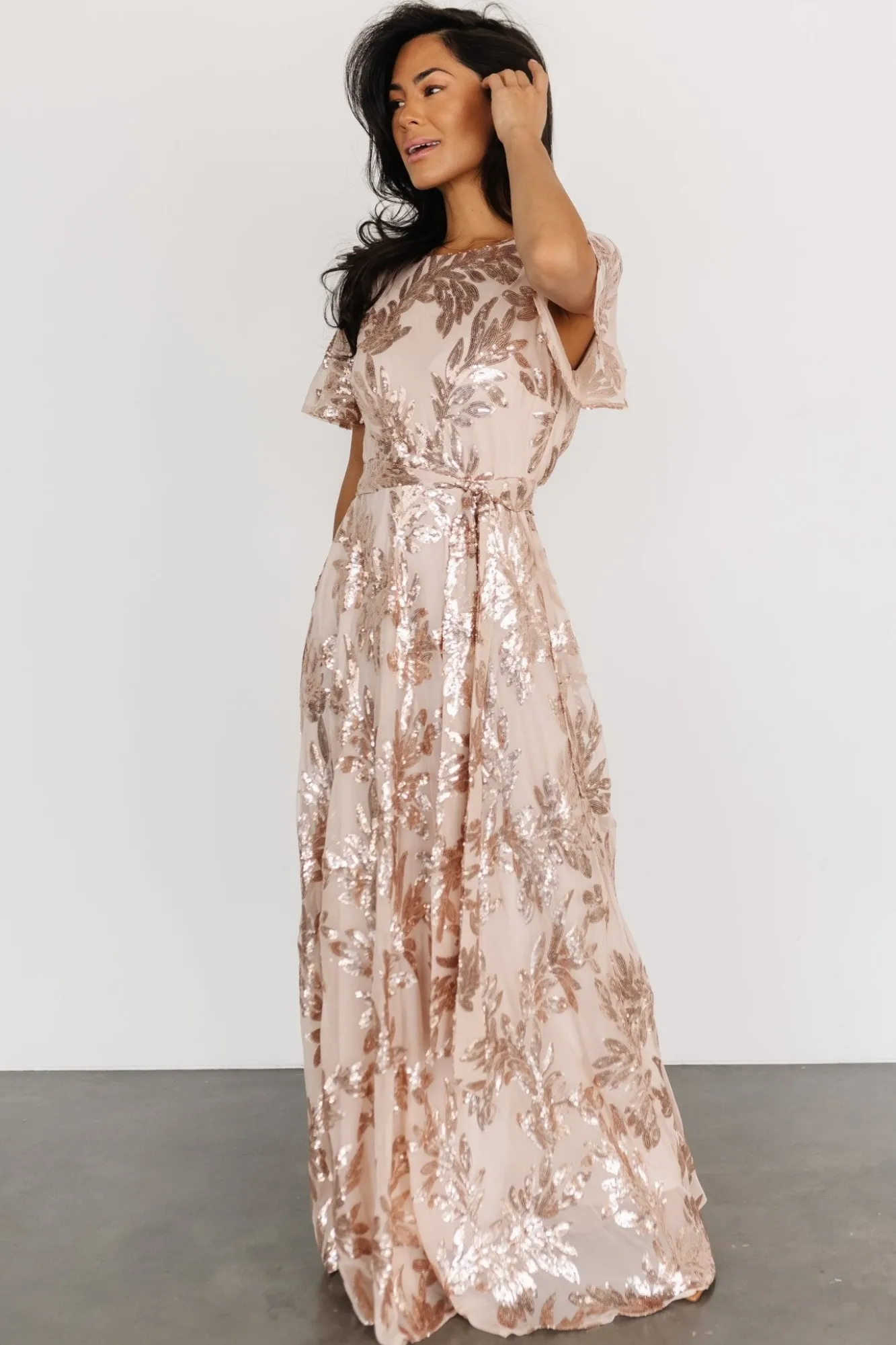 Baltic Born Muse Sequin Maxi Dress | Rose Gold