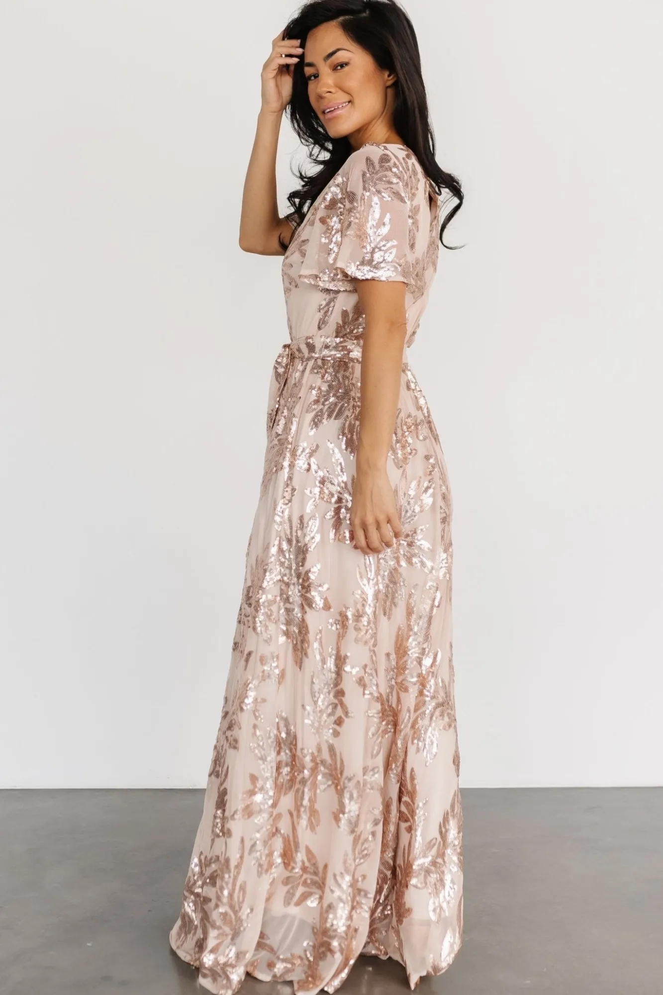 Baltic Born Muse Sequin Maxi Dress | Rose Gold