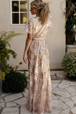 Baltic Born Muse Sequin Maxi Dress | Rose Gold