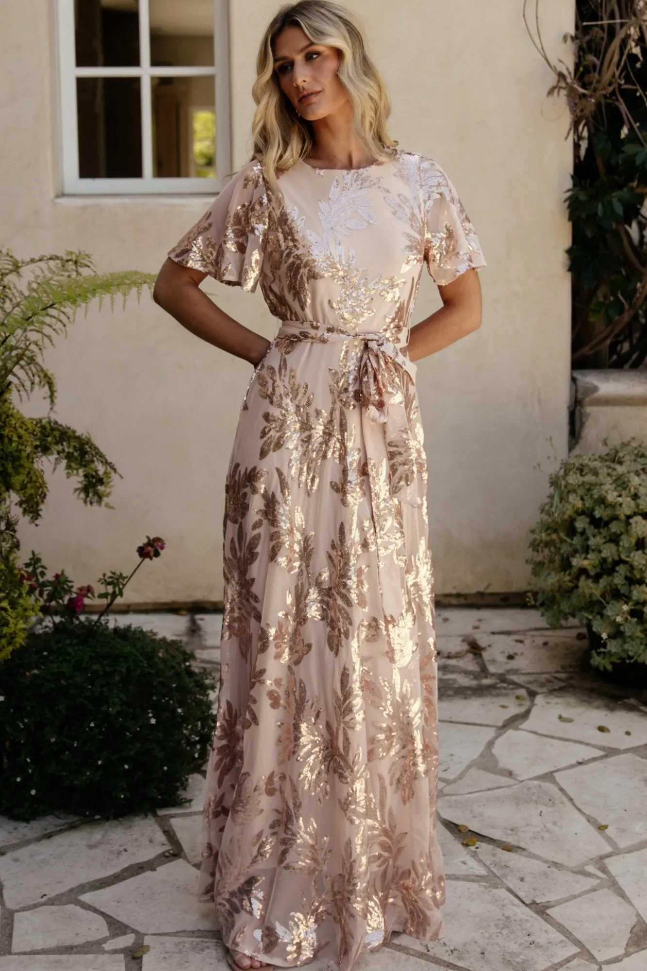Baltic Born Muse Sequin Maxi Dress | Rose Gold