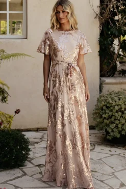 Baltic Born Muse Sequin Maxi Dress | Rose Gold
