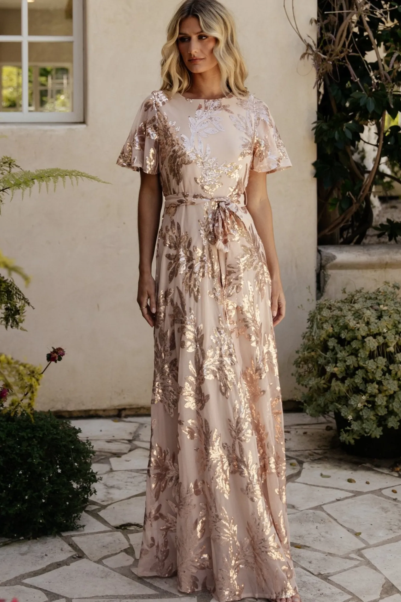 Baltic Born Muse Sequin Maxi Dress | Rose Gold