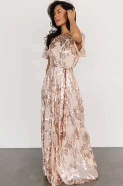 Baltic Born Muse Sequin Maxi Dress | Rose Gold