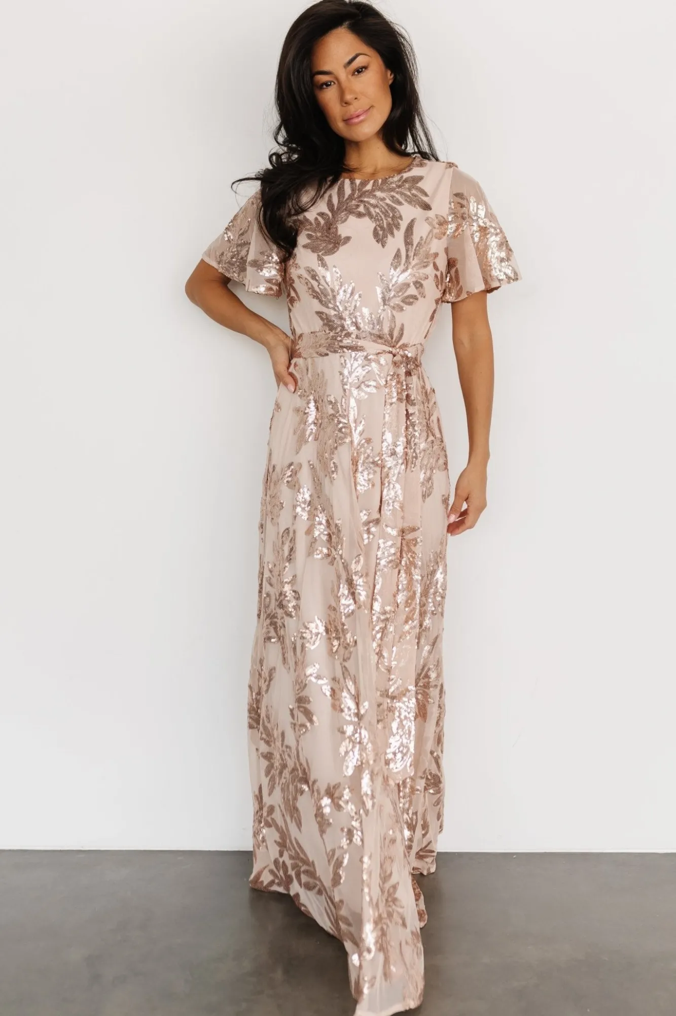 Baltic Born Muse Sequin Maxi Dress | Rose Gold