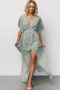 Baltic Born Mylis Kimono Dress | Blue + Green Print