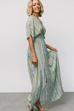 Baltic Born Mylis Kimono Dress | Blue + Green Print