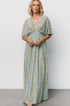Baltic Born Mylis Kimono Dress | Blue + Green Print