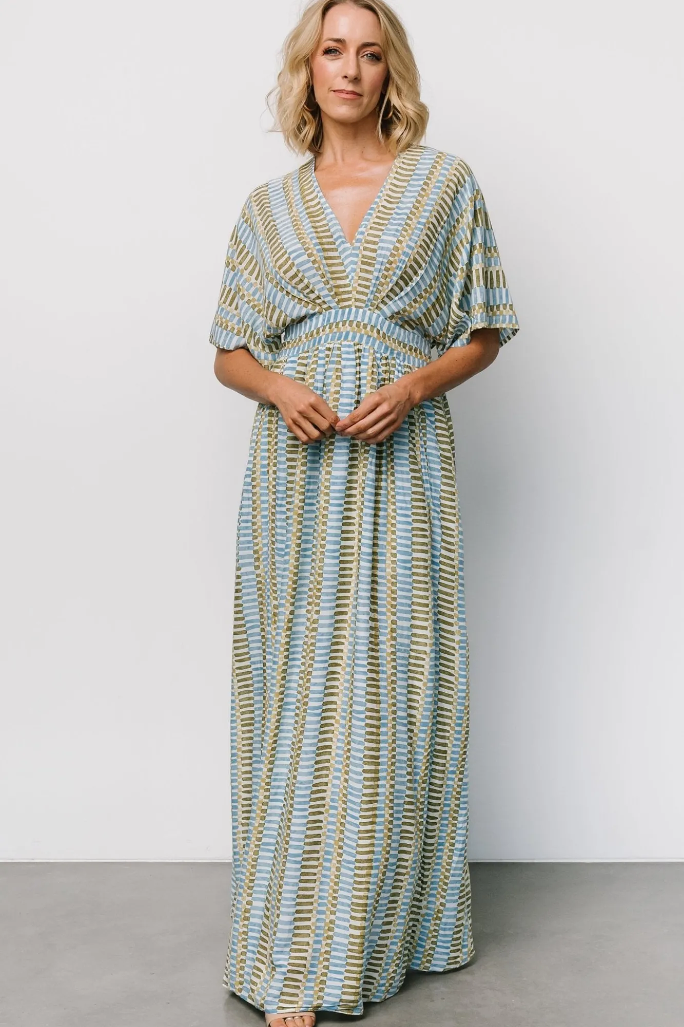 Baltic Born Mylis Kimono Dress | Blue + Green Print