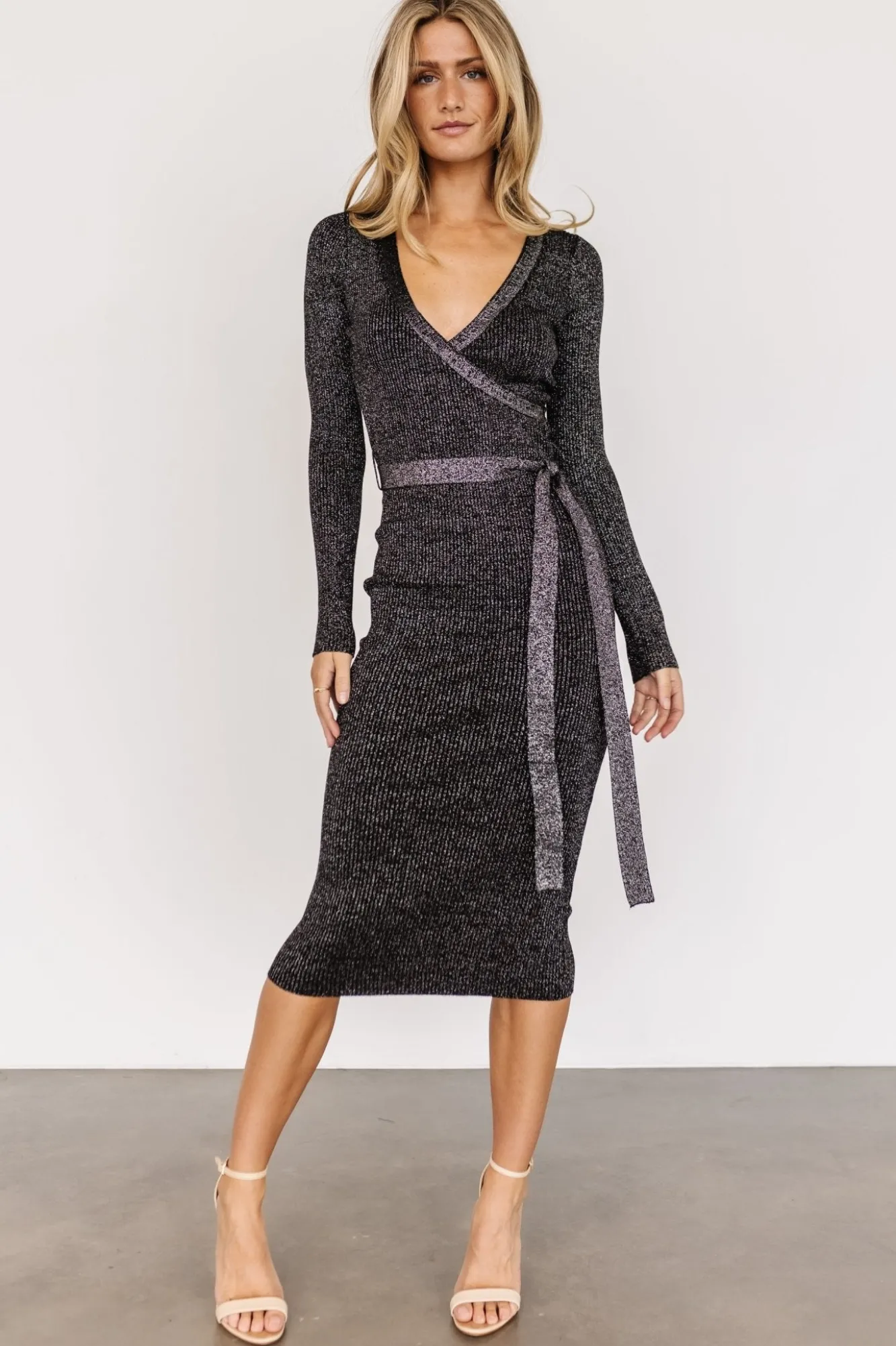 Baltic Born Nancy Ribbed Shimmer Midi Dress |