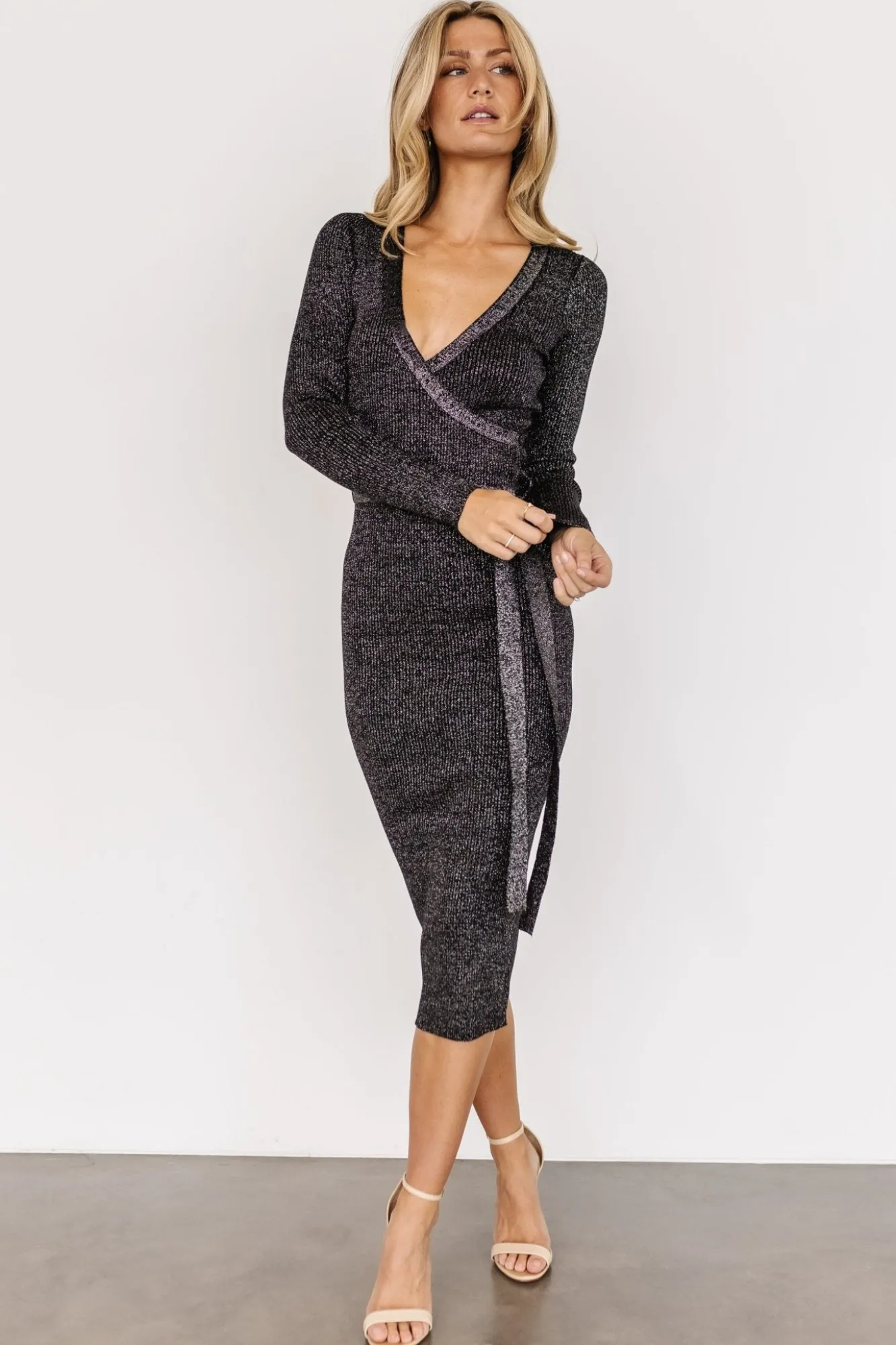 Baltic Born Nancy Ribbed Shimmer Midi Dress |
