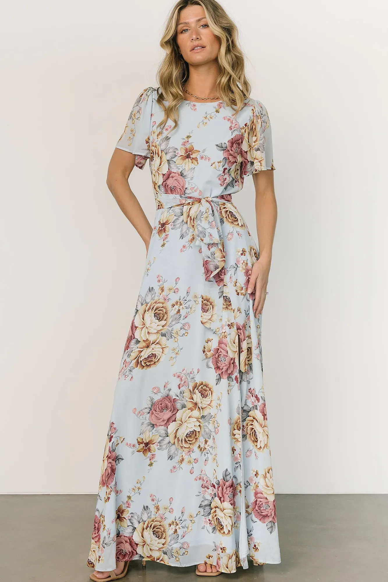 Baltic Born Naomi Short Sleeve Maxi Dress | Blue Multi Floral