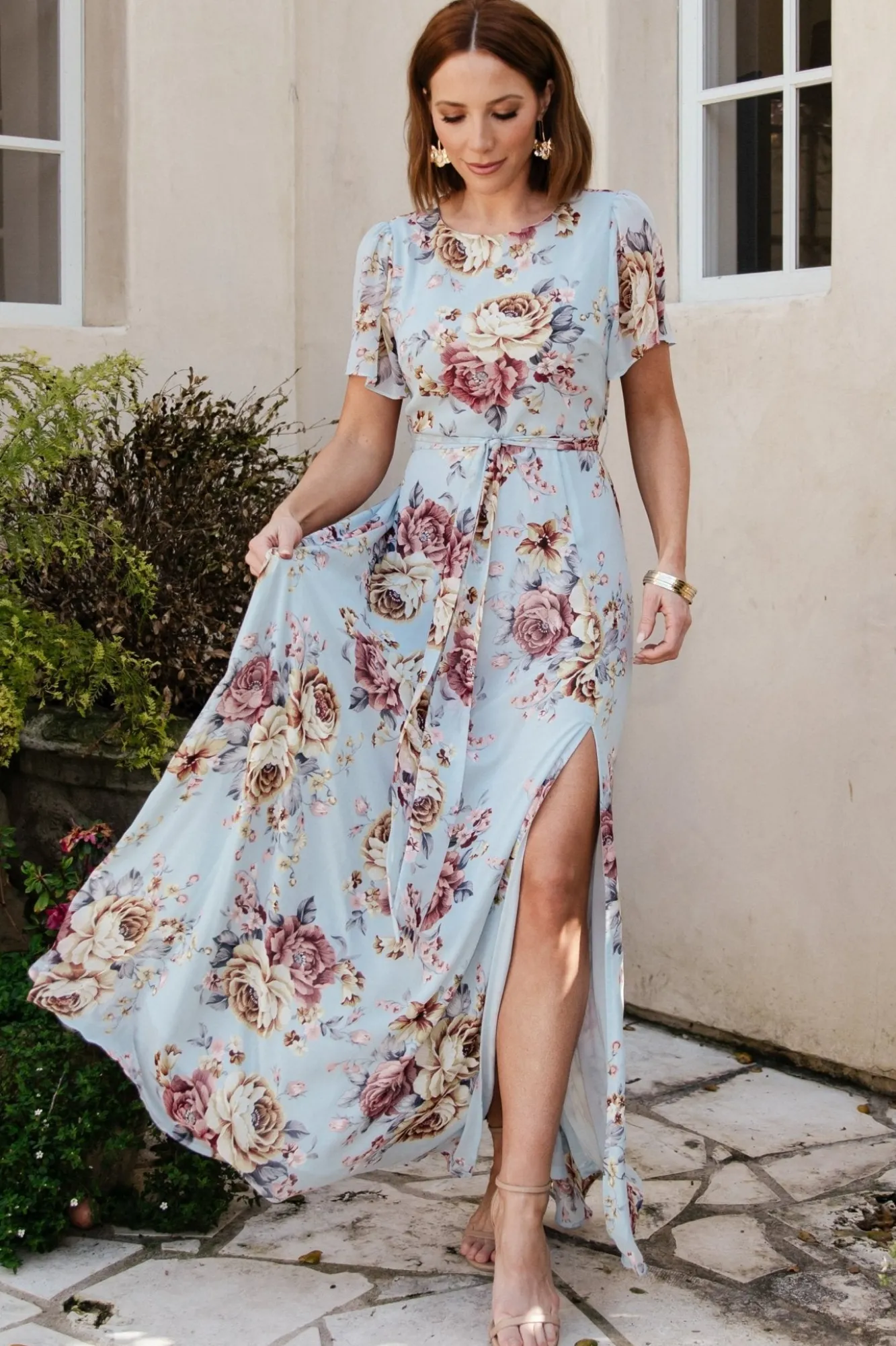 Baltic Born Naomi Short Sleeve Maxi Dress | Blue Multi Floral