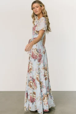 Baltic Born Naomi Short Sleeve Maxi Dress | Blue Multi Floral