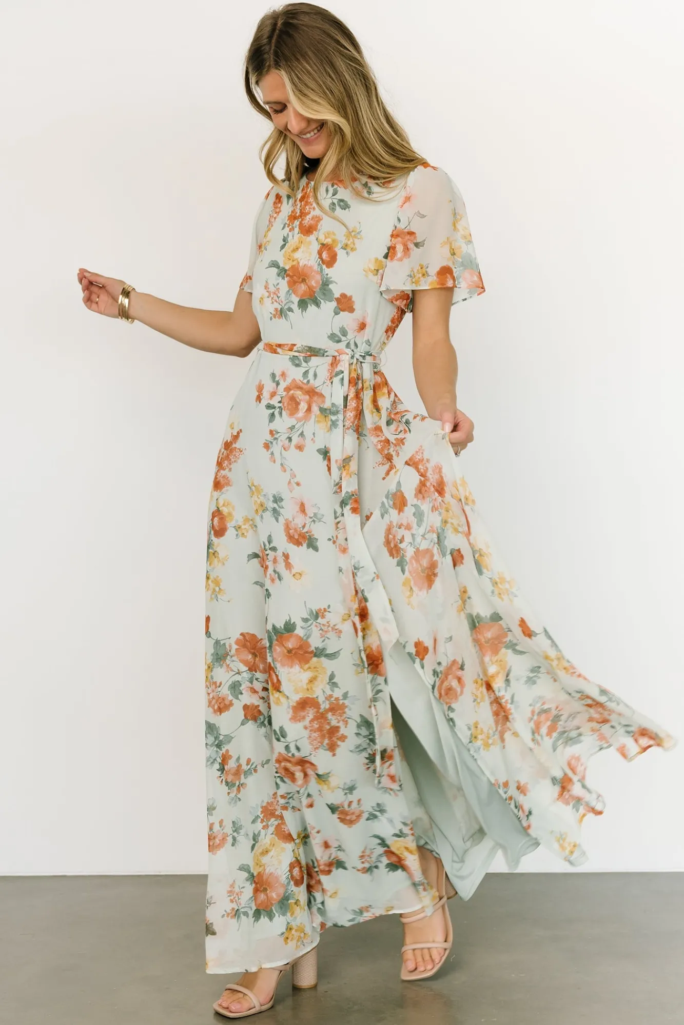 Baltic Born Naomi Short Sleeve Maxi Dress | Sage Floral