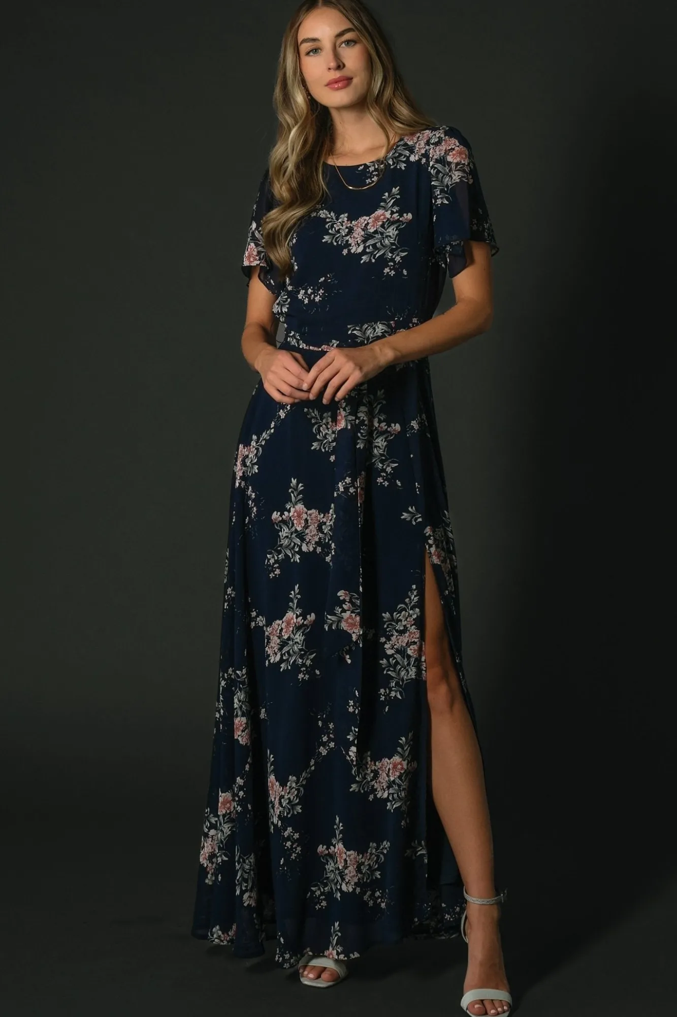 Baltic Born Naomi Short Sleeve Maxi Dress | Navy Floral